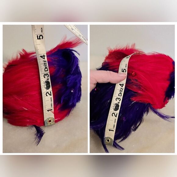 Vintage Handcrafted Assimetrical Red Purple feather fascinator hat headband - Picture 4 of 9